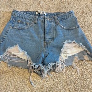 Signature Light Blue Ripped Jean Shorts